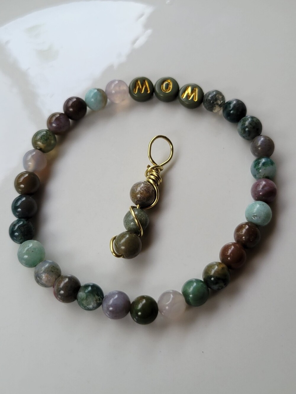 Mom Indian Agate Stretch Bracelet